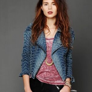 Free people cropped denim jacket